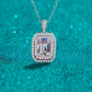 Emerald/Radiant Cut Pink Double Halo 1 Carat Moissanite Pendant S925 Necklace