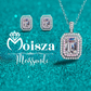 Conjunto de joyería S925 de 4 piezas de moissanita de 0,5/1 quilate con doble halo rosa de corte esmeralda/radiante (anillo, pendientes, collar) 