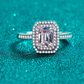 Emerald/Radiant Cut Pave Pink Double Halo 1 Carat Moissanite Diamond S925 Engagement Ring