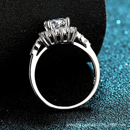 Floral 4 Claws Pave Halo  1 Carat Moissanite Diamond S925 Engagement Ring