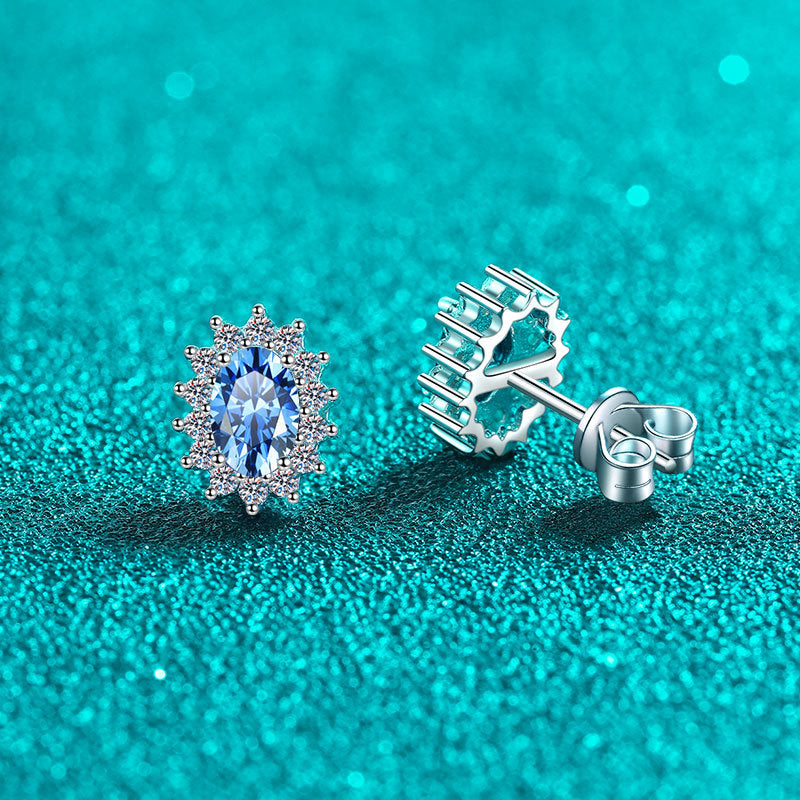 Gaia Blue Halo Oval Moissanite 4-Piece Jewellery Set — Moisza