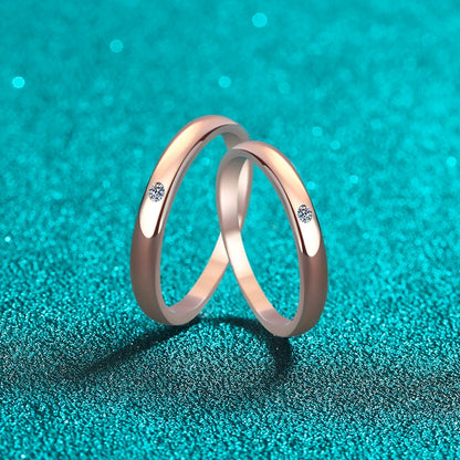 Helia Rose Gold Plated Flush-Set Round Moissanite Matching Bands — Moisza