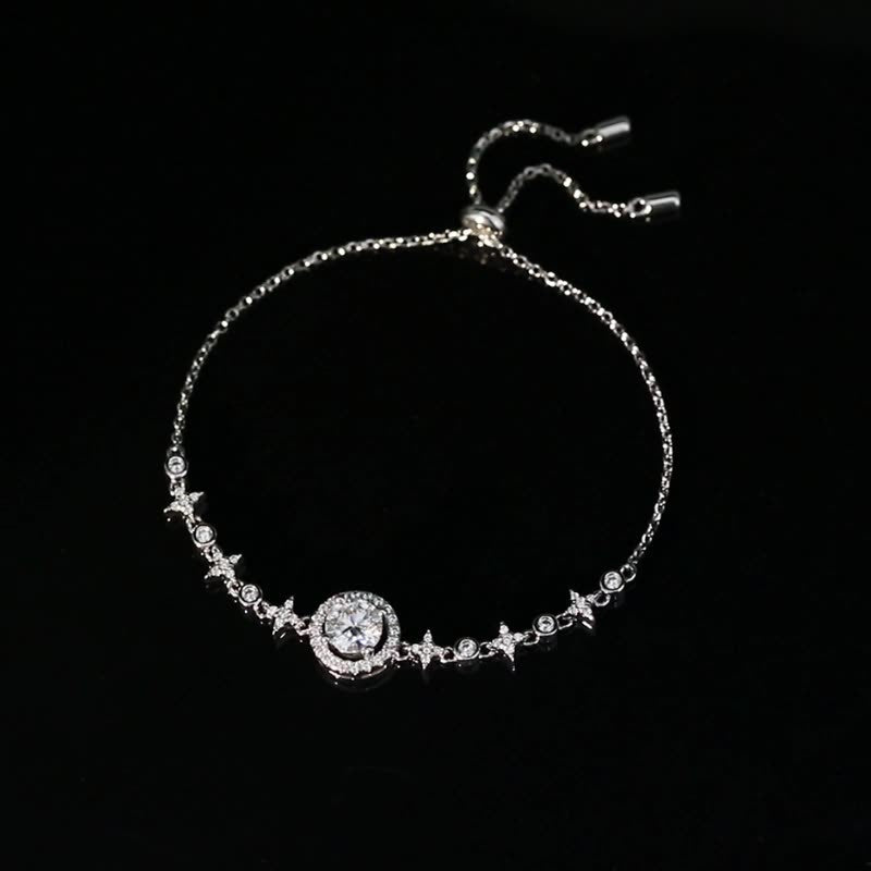 Helia Starry Halo Round 1 Carat Moissanite Bracelet — Moisza
