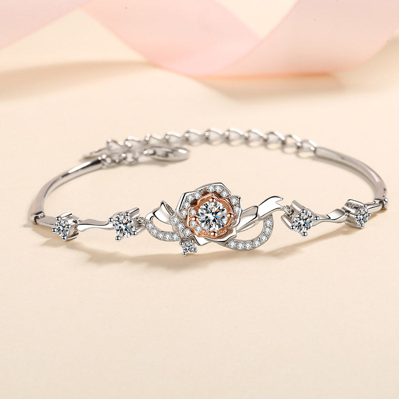 Helia Pavé Rose Round 1.4 Carat Moissanite Bracelet — Moisza