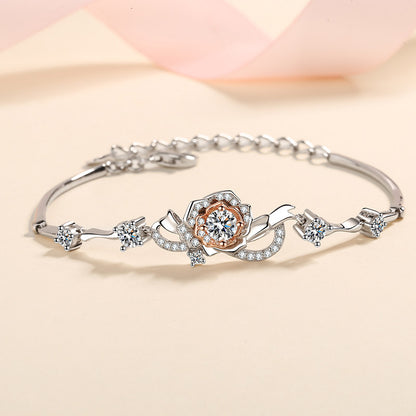 Helia Pavé Rose Round 1.4 Carat Moissanite Bracelet — Moisza