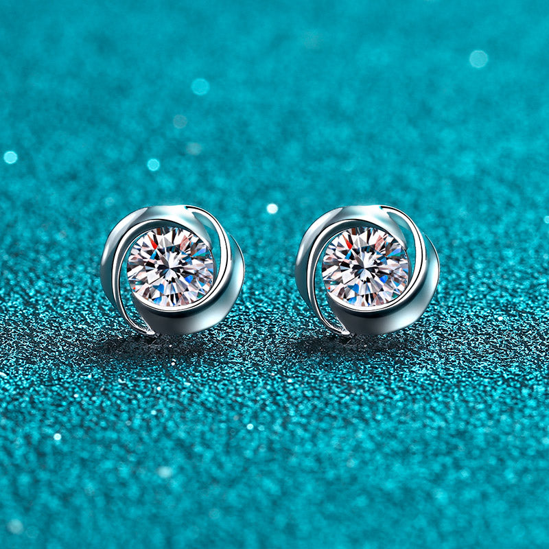 Helia Orbit Round 0.5 Carat Each Moissanite Stud Earrings — Moisza