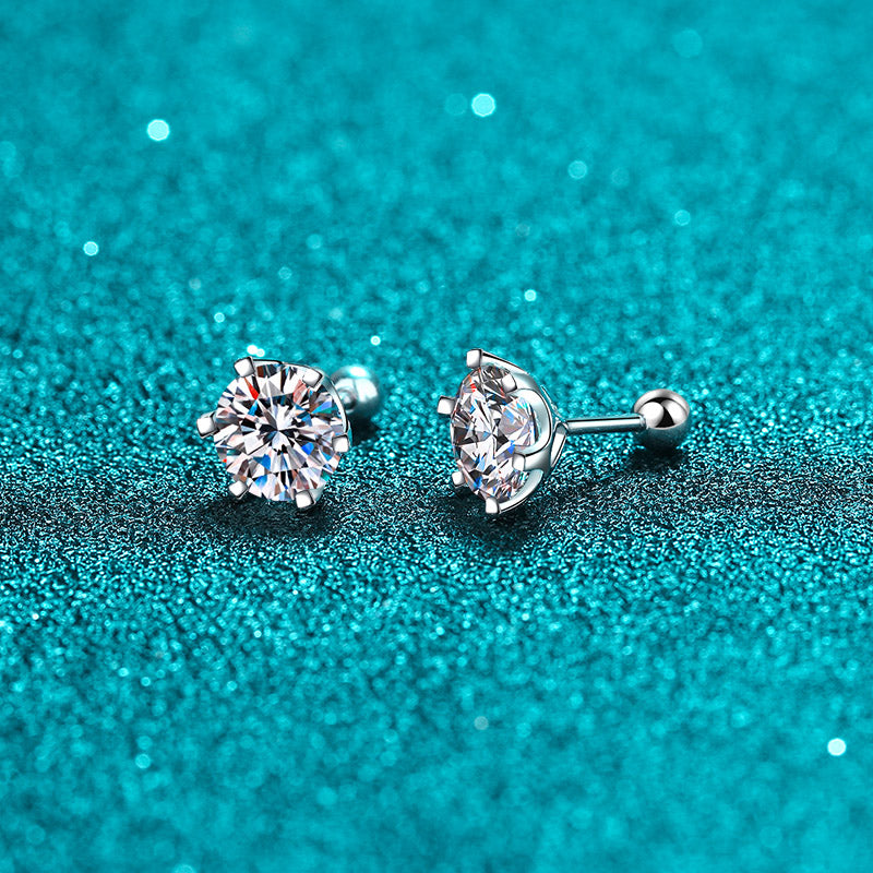 Helia Martini-Set 6-Prong Solitaire Round Moissanite Stud Earrings — Moisza