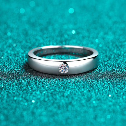 Helia Unisex Flush-Set Round 0.1 Carat Moissanite Matching Bands — Moisza