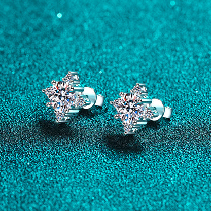 Helia Four-Leaf Clover Round Moissanite Stud Earrings — Moisza