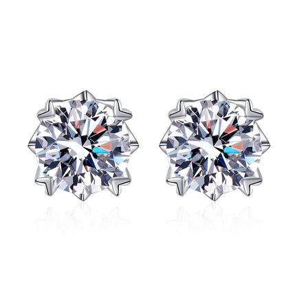 Helia Heart-Prong Solitaire Round Moissanite Stud Earrings — Moisza