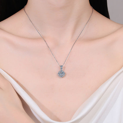 Helia Halo Two-Stone Bail Round 1 Carat Moissanite Necklace — Moisza