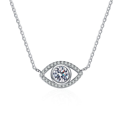 Angel Eye Bezel Set Round Cut 0.5 Carat Moissanite Diamond S925 Pavé Pendant Necklace