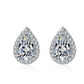 Pear Cut Halo 1 Carat Moissanite Diamond Platinum-Plated S925 Stud Earrings