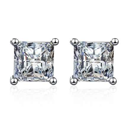 Princess Cut 0.6/1/2 Carat Moissanite Diamond S925 Stud Earrings