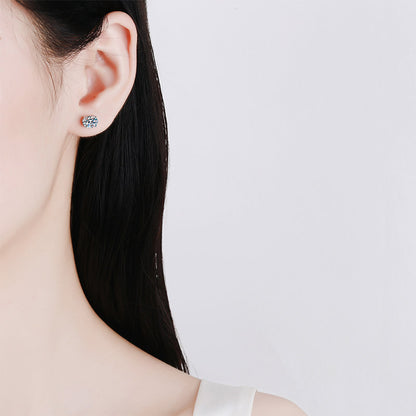 Basket Set Oval Cut 4-Prong Solitaire 0.5/1/2 Carat Moissanite Diamond S925 Stud Earrings