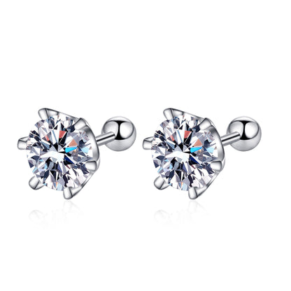 Martini Set Round Cut 6-Prong Solitaire 0.2 - 2 Carat Moissanite Diamond S925 Stud Earrings