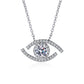 Evil Eye Round Cut Halo 0.5 Carat Moissanite Diamond S925  Pavé Pendant Necklace