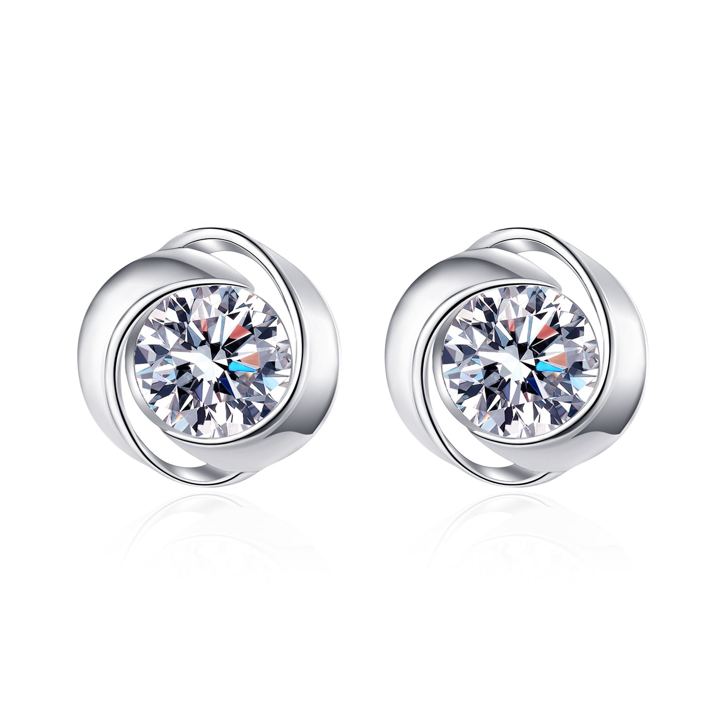 Crossover Round Cut 0.5 Carat Moissanite  S925 Stud Earrings