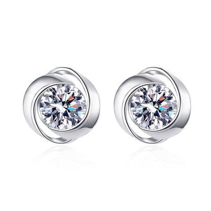 Crossover Round Cut 0.5 Carat Moissanite  S925 Stud Earrings