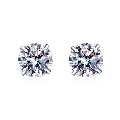 Round Solitaire 4-Prong Martini Set 0.2 - 2ct D Color VVS Moissanite S925 Stud Earrings