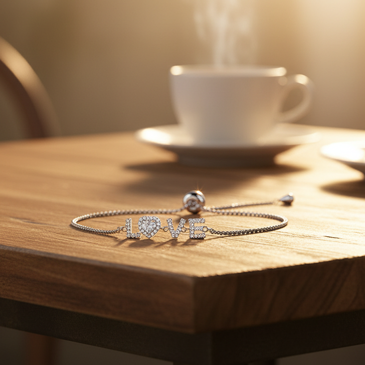 "LOVE" Heart-Shaped Halo 0.5 Carat Moissanite  S925 Bracelet