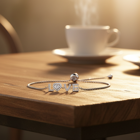 "LOVE" Heart-Shaped Halo 0.5 Carat Moissanite  S925 Bracelet