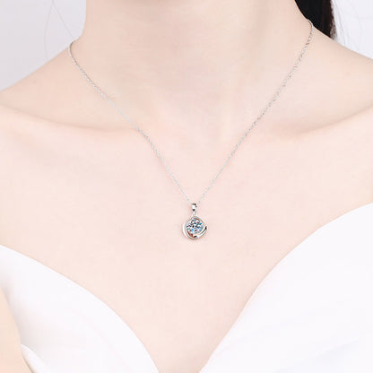 Helia Orbit Round Moissanite 3-Piece Jewellery Set (Earrings and Necklace) — Moisza