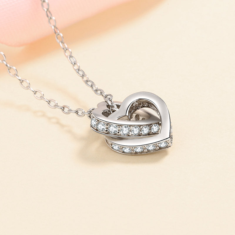 Interlocking Hearts VVS Moissanite S925 Necklace