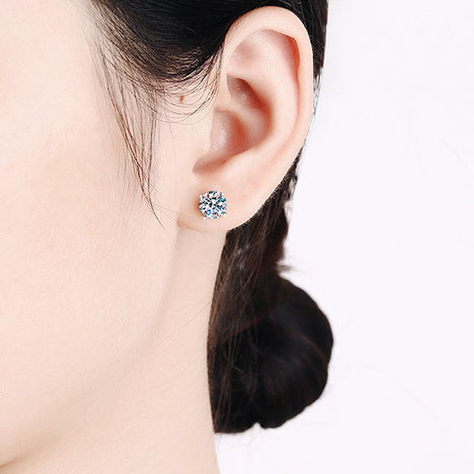 Helia Martini-Set 4-Prong Solitaire Round Moissanite Stud Earrings — Moisza