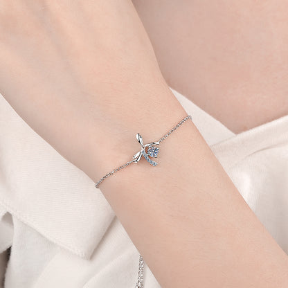 Ribbon Round Cut 4-Prong 0.1 / 0.3 / 0.5 Carat Moissanite 4-Piece S925 Jewelry Set (Earrings, Necklace, Bracelet)