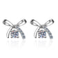 Ribbon Round Cut 0.1 Carat Moissanite Diamond Platinum-Plated S925 Stud Earrings