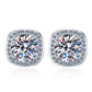 Square Round Cut Halo 0.5/1 Carat Moissanite Diamond S925 Stud Earrings