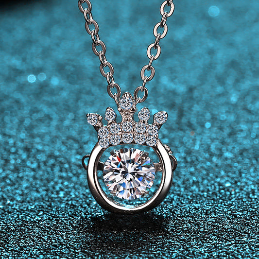 Crown 0.5ct Moissanite S925 Dancing Necklace
