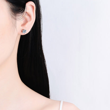 Martini Set Round Cut 6-Prong Solitaire 0.3 - 2 Carat Moissanite Screw-Back S925 Stud Earrings