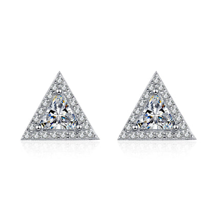 Trillion Cut Halo 0.5 Carat Moissanite Diamond S925 Stud Earrings