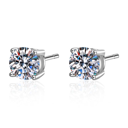Basket Set Round Cut 4-Prong Solitaire 0.2 - 3 Carat Moissanite Diamond S925 Stud Earrings