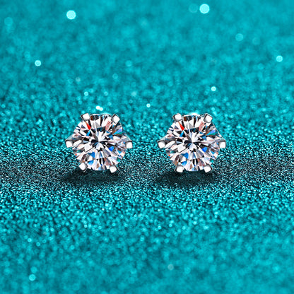 Martini Set Round Cut 6-Prong Solitaire 0.2 - 2 Carat Moissanite Diamond S925 Stud Earrings