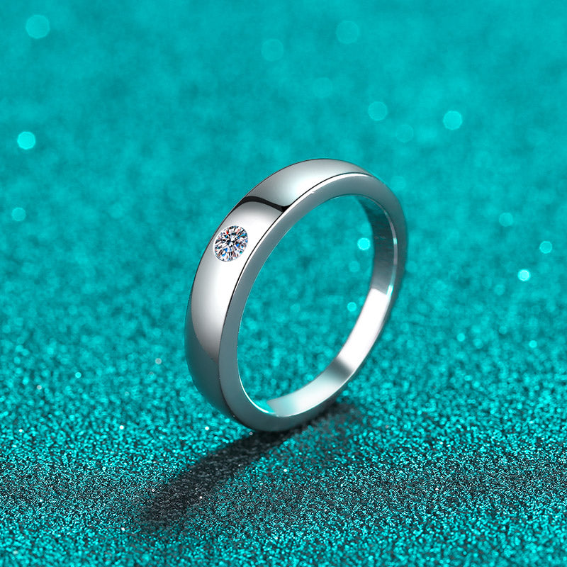 Banda unisex S925 chapada en platino con diamantes de moissanita de 0,1 quilates como anillos de promesa o alianzas de boda a juego 