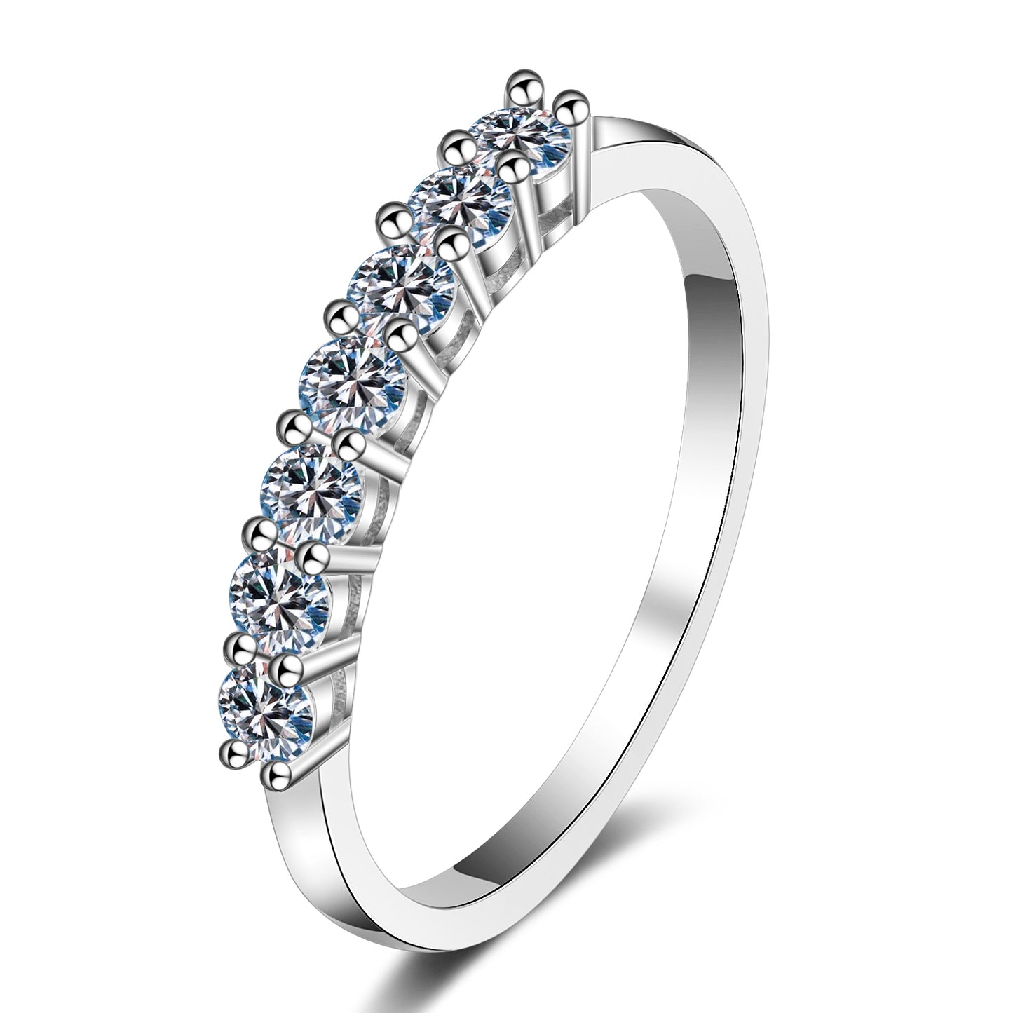 Stackable Seven-stone 0.28 / 0.7 Carat Moissanite Diamond S925 Wedding Ring (Band)