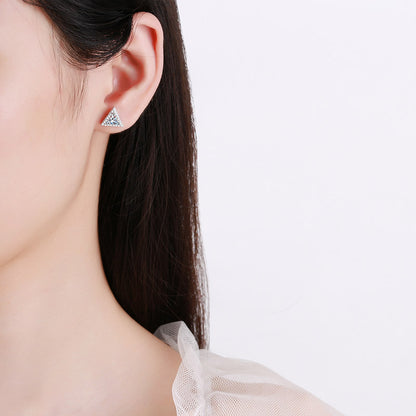 Trillion Cut Halo 0.5 Carat Moissanite Diamond S925 Stud Earrings