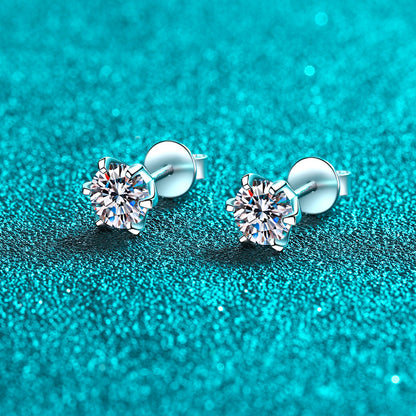 Martini Set Round Cut 6-Prong Solitaire 0.3 - 2 Carat Moissanite Screw-Back S925 Stud Earrings