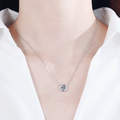 Bezel Set Round Cut Solitaire 0.5/1 Carat Moissanite Diamond S925 Necklace