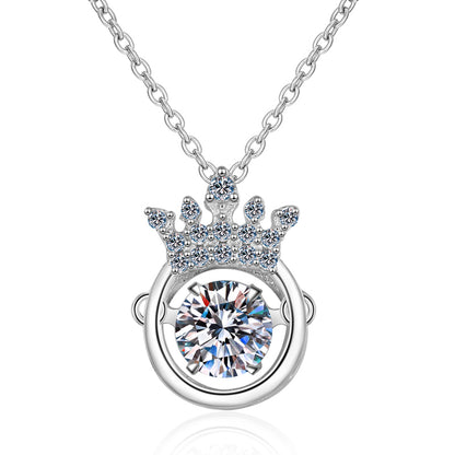Crown 0.5 Carat Moissanite S925 Pavé Dancing Necklace