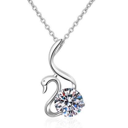 Swan Round Cut 2 Carat Moissanite S925 Pendant Necklace
