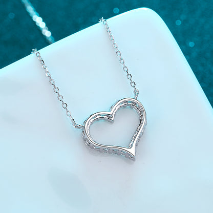 Pavé Heart 0.3-2 Carat(Total) Moissanite S925 Pendant  Necklace
