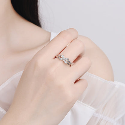 Cross Cluster Moissanite S925 Designer Ring