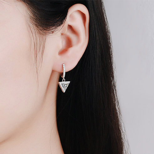 Aurora Pavé Halo Trillion Moissanite Drop Earrings — Moisza
