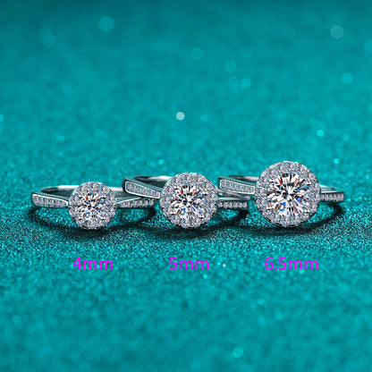 Round Cut Pave Halo 0.3 /0.5/ 1 / 2 Carat Moissanite Diamond S925 Engagement Ring
