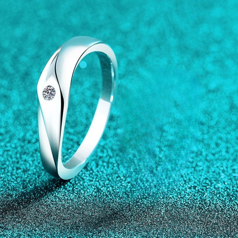 Full Moon Moissanite S925 Wedding Set as Couple Rings, Promise Rings, Matching Wedding Bands