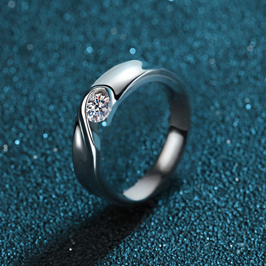 Man Hearts Beat As One 0.3 Carat Moissanite S925 Ring as Couple Rings, Promise Rings, Matching Wedding Bands